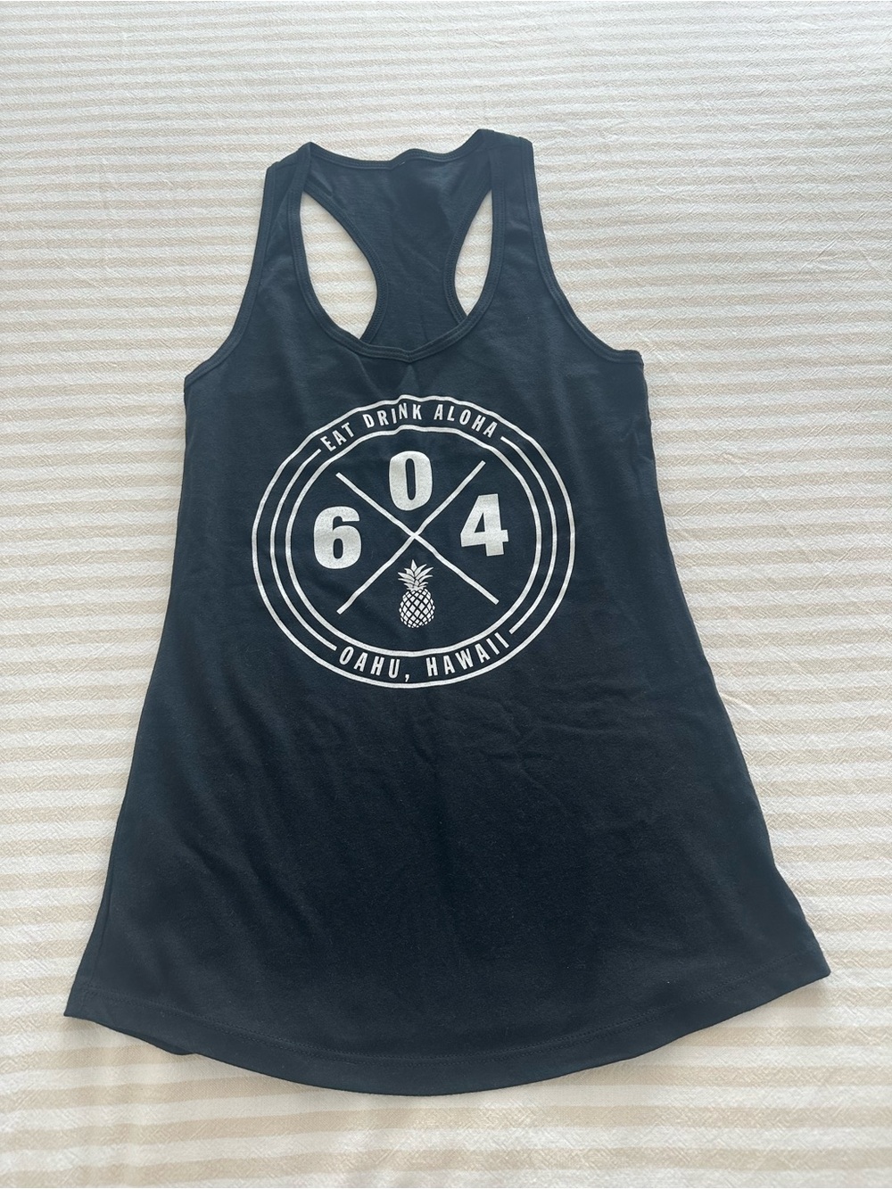 Black Racerback Tank Top with 604 Oahu Pineapple Graphic